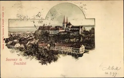 Ak Neuchâtel Neuenburg Stadt, Blick zum Schloss