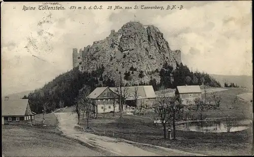 Ak Jiřetín pod Jedlovou Sankt Georgenthal Reg. Aussig, Burg Tolštejn, Ruine Tollenstein