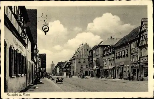 Ak Haßfurt am Main Unterfranken, Straßenpartie, Gasthaus, Geschäfte