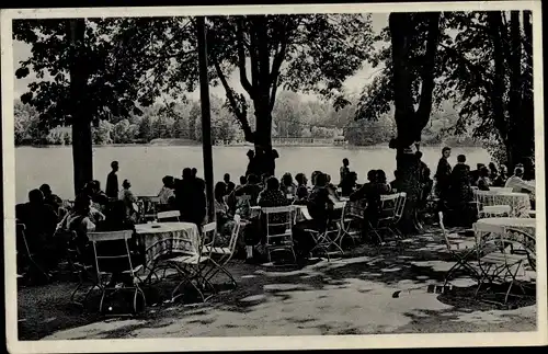 Ak Buxheim in Schwaben, Weiherhaus, Terrasse, Gäste