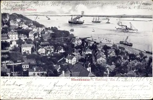 Ak Hamburg Altona Blankenese, Blick vom Süllberg, Salondampfer