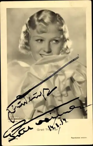 Ak Schauspielerin Gretl Theimer, Portrait, Ross Verlag 7441 2, Autogramm