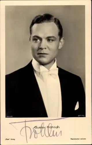 Ak Schauspieler Gustav Fröhlich, Portrait, Autogramm