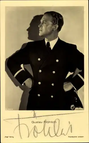 Ak Schauspieler Gustav Fröhlich, Ross Verlag 2023/2, Portrait, Uniform, Autogramm