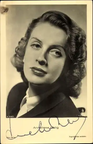 Ak Schauspielerin Anneliese Uhlig, Portrait, Ross Verlag A 3131 1, Autogramm
