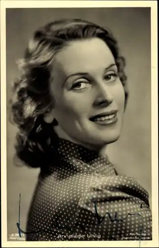 Ak Schauspielerin Anneliese Uhlig, Portrait, Autogramm
