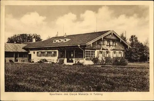 Studentika Ak Tutzing am Starnberger See Oberbayern, Sportheim des Corps Makaria