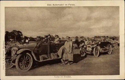 Ak Deutsche Soldaten im Felde, Kaiserliches Heer, I. WK, Auto, Kaiserreich, Westfront