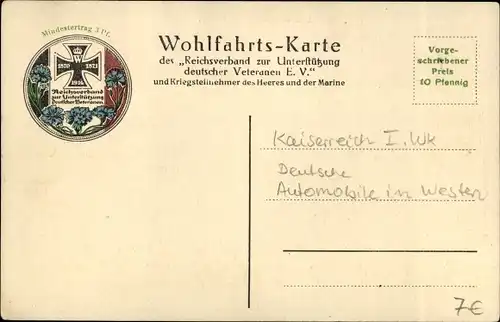 Ak Deutsche Soldaten im Felde, Kaiserliches Heer, I. WK, Auto, Kaiserreich, Westfront