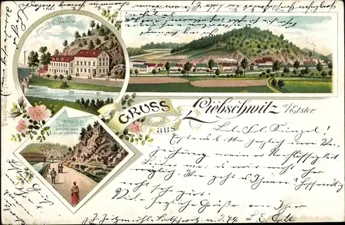 Litho Liebschwitz Gera in Thüringen, Zoitzberg, Gasthaus zum blauen Hecht