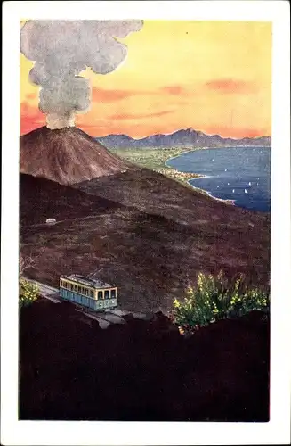 Ak Napoli Neapel Campania, Vesuv, Standseilbahn