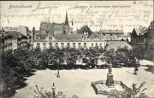 Ak Bremerhaven, Marktplatz, Bürgermeister Smidt-Denkmal