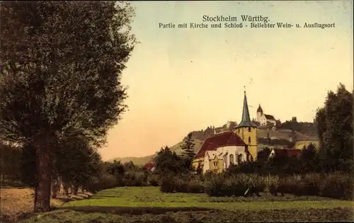 Ak Stockheim Brackenheim an der Zaber, Kirche, Schloss