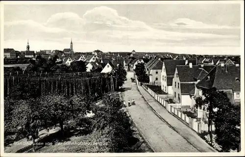 Ak Sandhausen bei Heidelberg, Panorama, Blick von der Bahnhofstraße