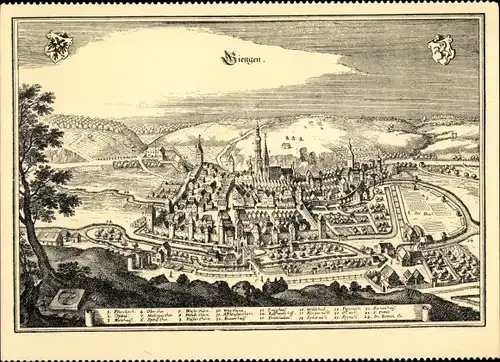 Künstler Ak Merian, Giengen an der Brenz, Stadtansicht um 1652