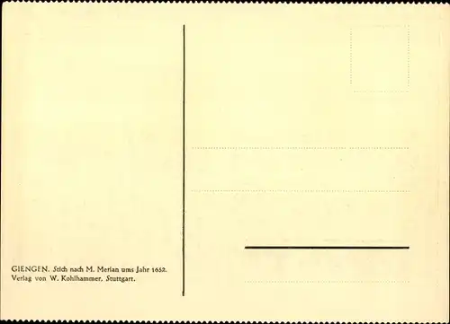 Künstler Ak Merian, Giengen an der Brenz, Stadtansicht um 1652
