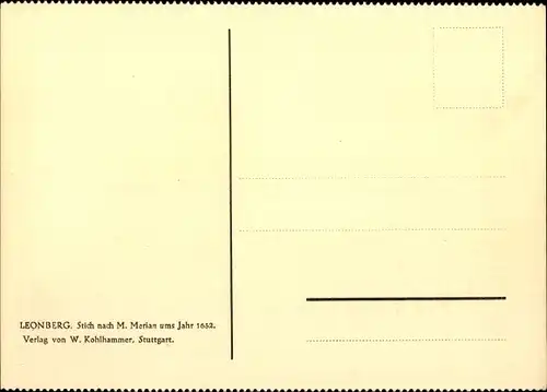 Künstler Ak Merian, Leonberg in Württemberg, Panorama, Jahr 1652