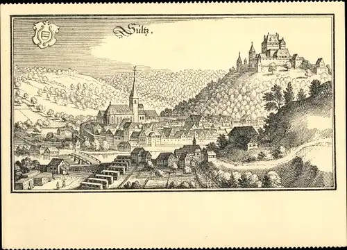 Künstler Ak Merian, Sulz am Neckar, Panorama, Jahr 1652