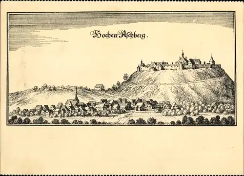 Künstler Ak Merian, Asperg in Württemberg, Festung Hohenasperg ums Jahr 1652