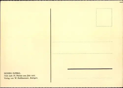 Künstler Ak Merian, Asperg in Württemberg, Festung Hohenasperg ums Jahr 1652