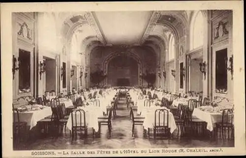 Ak Soissons Aisne, La Salle des Fetes de L'Hotel du Lion Rouge