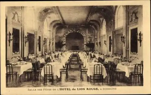 Ak Soissons Aisne, Salle des Fetes de L'Hotel du Lion Rouge