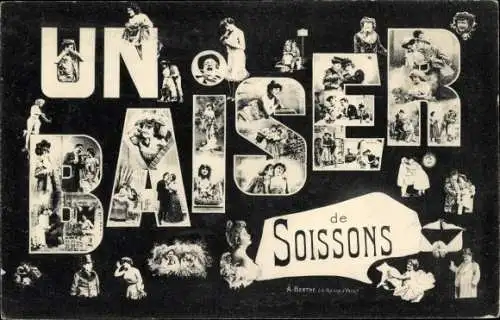 Buchstaben Ak Soissons Aisne, Un Baiser, Frauenansichten