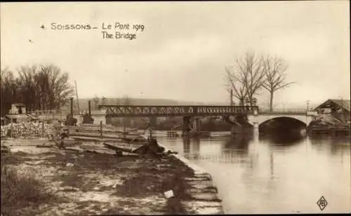 Ak Soissons Aisne, Le Pont, 1919