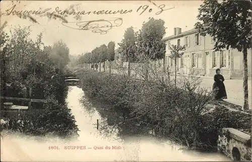 Ak Suippes Marne, Quai du Midi