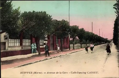 Ak Suippes Marne, Avenue de la Gare, Cafe-Dancing Cadieu