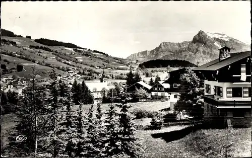 Ak Megève Haute Savoie, Gesamtansicht, die Aiguilles de Warems