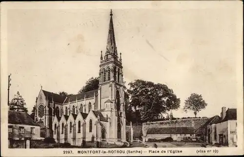Ak Montfort le Rotrou Sarthe, Place de l’Eglise