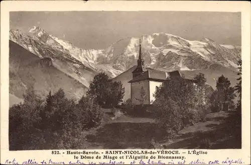 Ak Saint Nicolas de Véroce Haute Savoie, Kirche