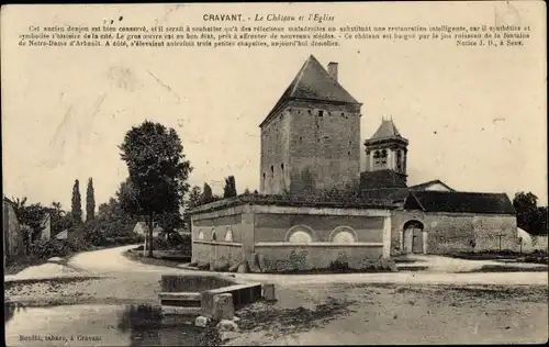 Ak Cravant Yonne, Das Schloss, die Kirche