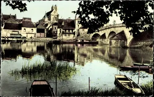 Ak Villeneuve sur Yonne, Die Kirche und die Brücke