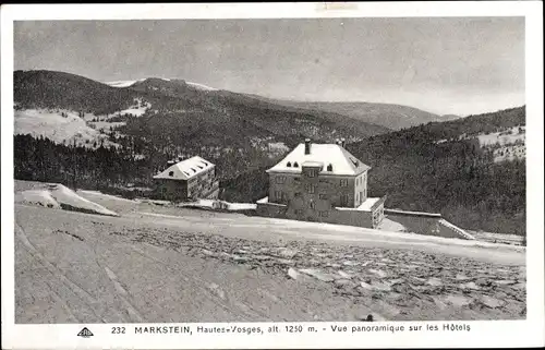 Ak Le Markstein Fellering Felleringen Vogesen Elsass Haut Rhin, Panoramablick auf die Hotels