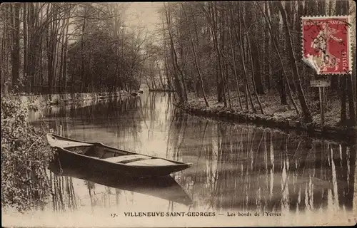 Ak Villeneuve Saint Georges Val de Marne, Die Ufer von L'Yerres