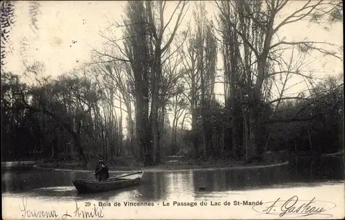 Ak Paris XII Bois de Vincennes, Le Passage du Lac de St. Mande