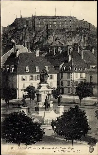 Ak Belfort Beffert Beffort Territoire de Belfort, Le Monument des 3 Sieges, Chateau