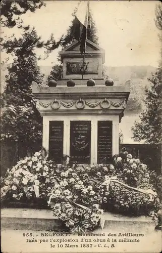 Ak Belfort Beffert Beffort Territoire de Belfort, Monument des Artilleurs