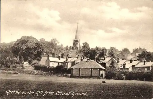 Ak Harrow on the Hill London England, Blick vom Cricket Ground