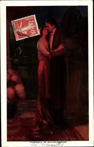 Künstler Ak Dewey, Alfred James, Liebespaar, Umarmung