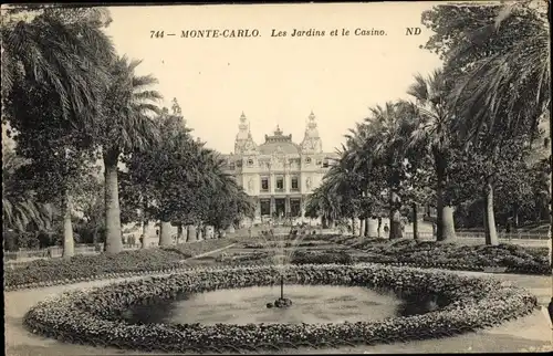 Ak Monte Carlo Monaco, Casino, Gärten