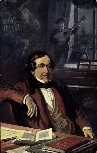 Künstler Ak Balestrieri, Komponist Gioachino Rossini, Der Barbier von Sevilla