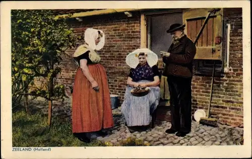 Ak Zeeland, Niederländische Volkstrachten