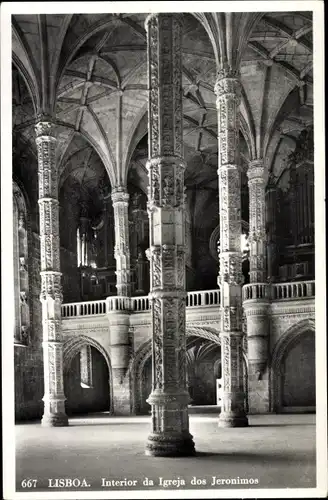 Ak Lissabon Lissabon Portugal, Innenraum der Hieronymus-Kirche