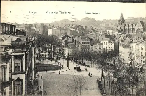 Ak Liège Lüttich Wallonien, Place du Theater