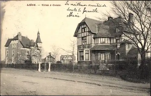 Ak Cointe Lüttich Lüttich, Villenpartie, Straße