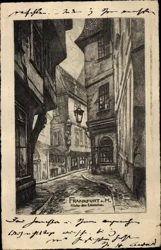 Künstler Ak Frankfurt am Main, hinter dem Lämmchen, Laterne