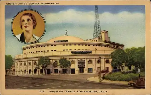 Ak Los Angeles, Kalifornien, USA, Angelus-Tempel, Schwester Aimee Semple McPherson